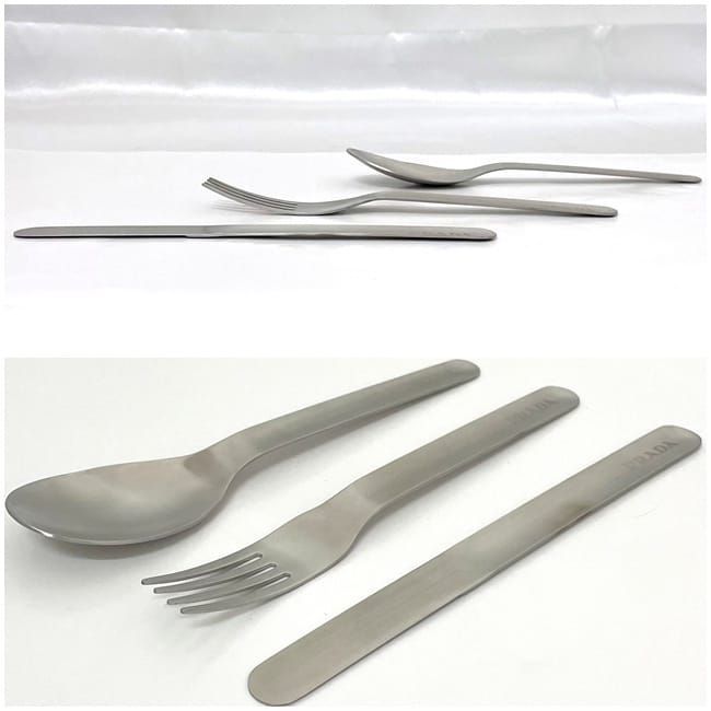 Prada Cutlery Set Silver Black Bloom 2up004 Unused Excellent Condition