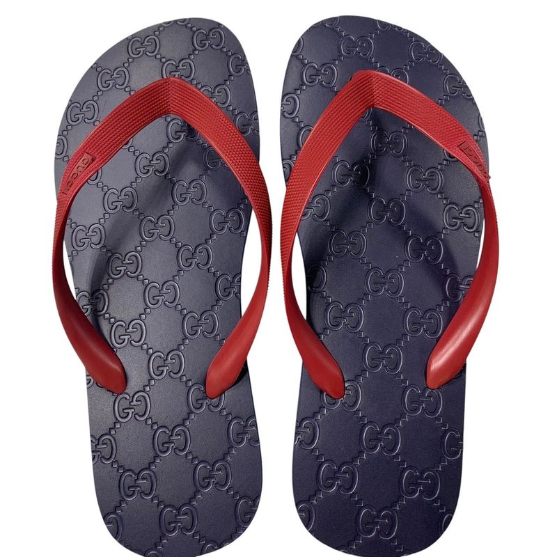 2767 Gucci Flip Flops GG Men's 283029 GG Partan Size 8 Approx 27cm (10.63in)