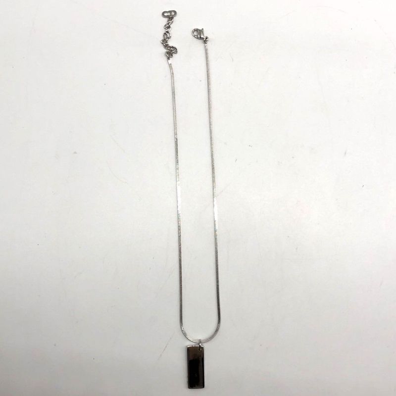 Christian Dior Trotter Plate Necklace Silver Blue Ladies Accessories Used 006389