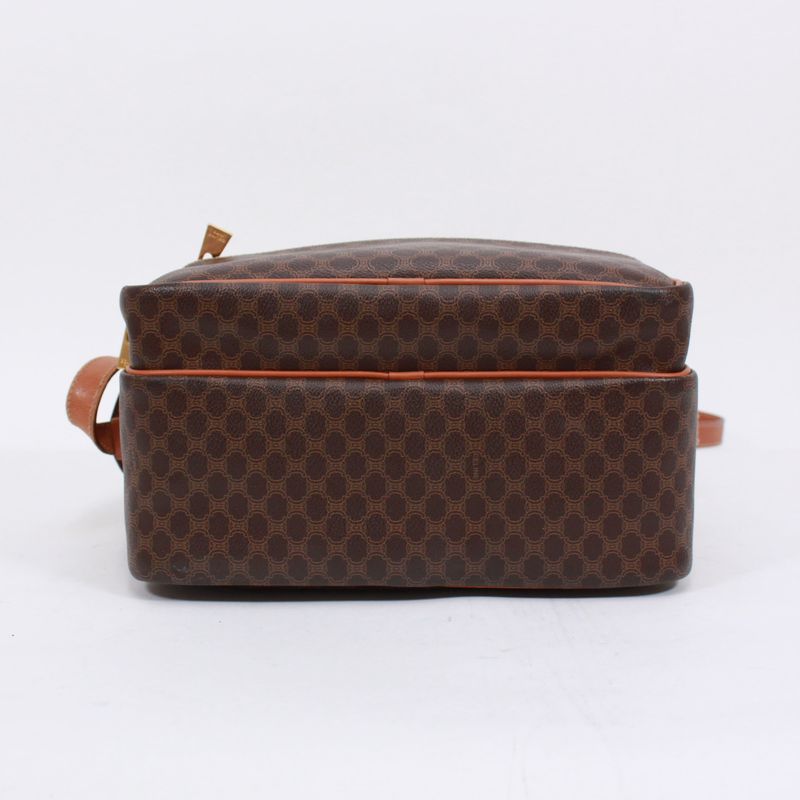 Celine Macadam Leather X PVC Brown Shoulder Bag Gold