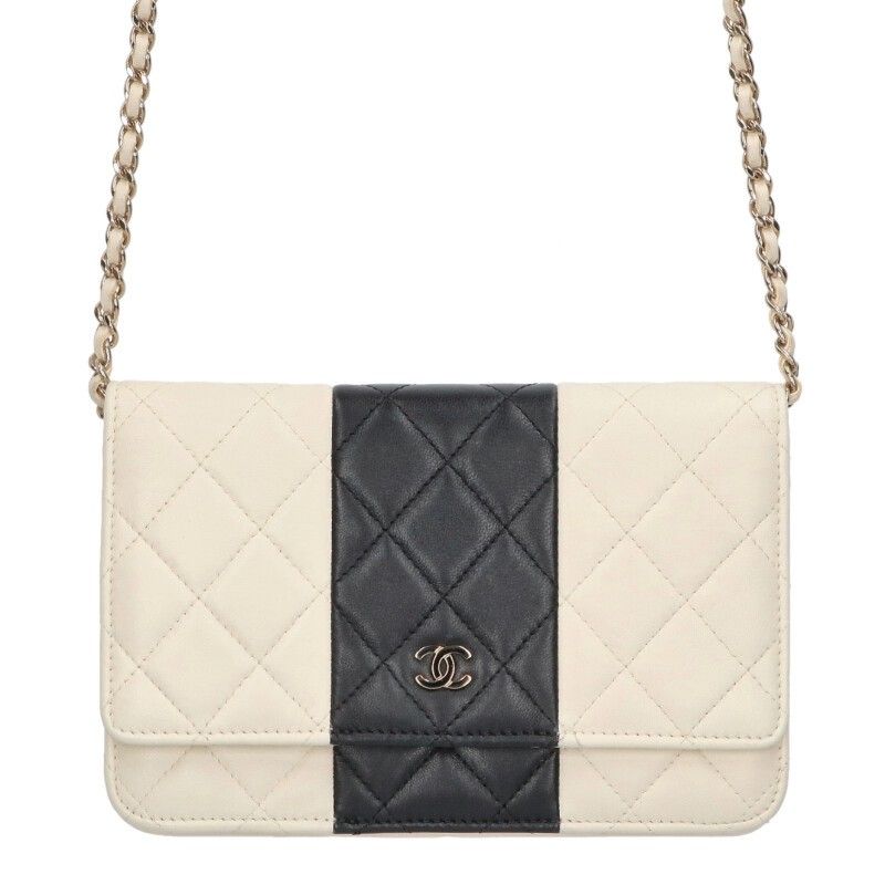 Chanel Ap0250 Chain Wallet Bicolor Lamb Skin Chain Shoulder Bag Women