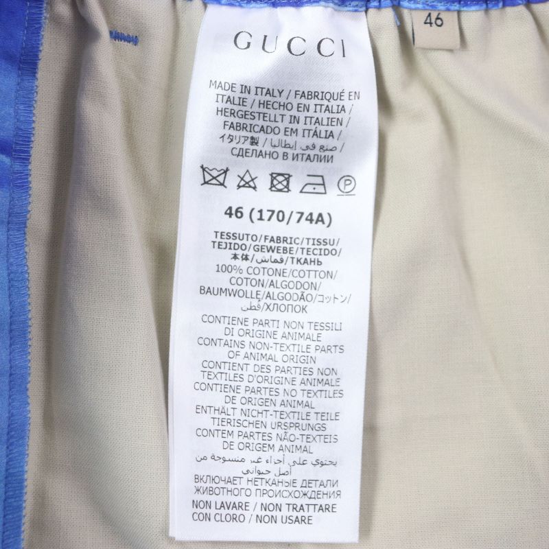 Gucci 22AW 672698 100% Cotton Button Fly Half Pants Aloha Shorts Blue 46 Made