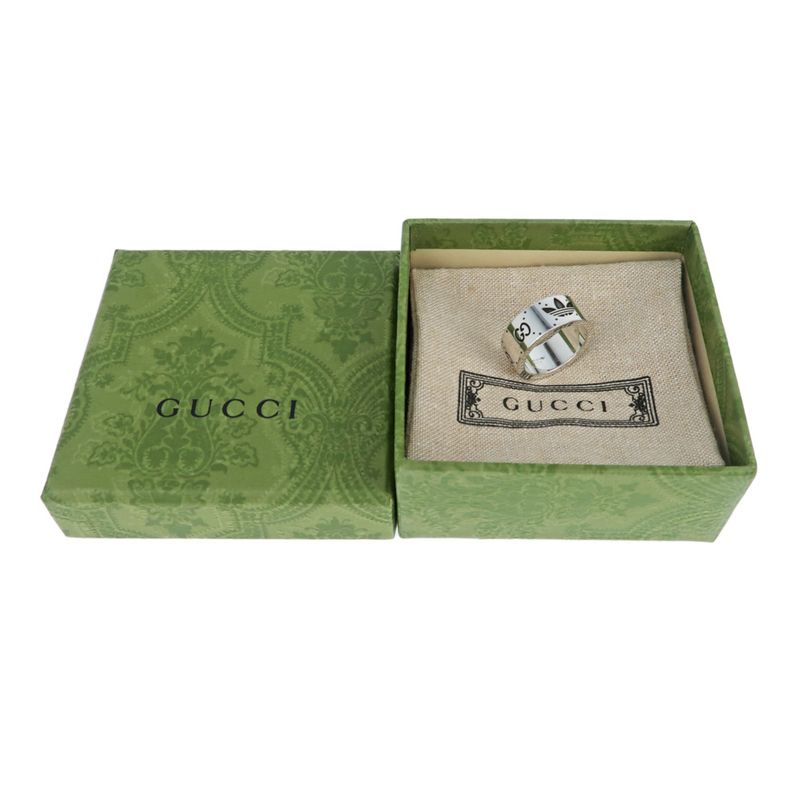 Gucci Adidas Collaboration Ring Engraving Wide Trefoil 17 Ag925 Jewelry