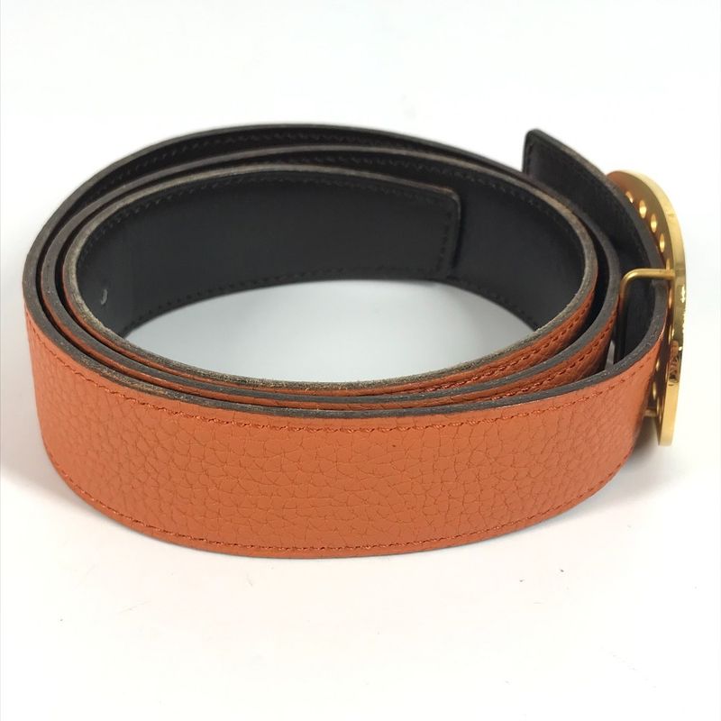Hermes Belt Reversible H Belt Perforated Logo Leather Orange