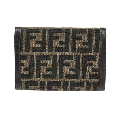 Fendi Trifold Wallet Zucca Pattern Canvas Leather Brown 01ka823