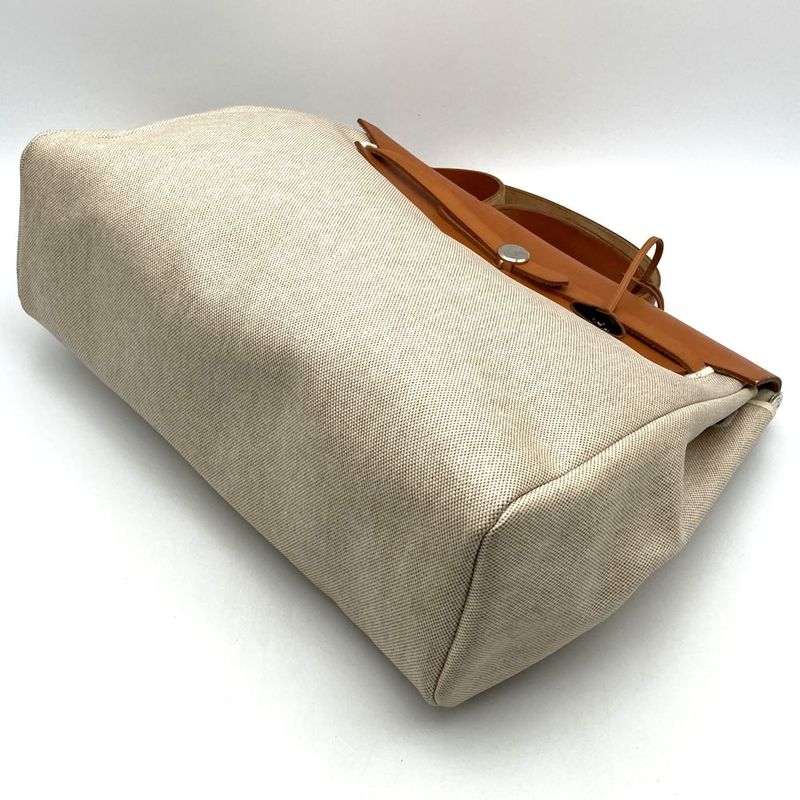 Hermes Herbag GM Canvas 2WAY With Attachable Key Shoulder Bag Ivory Ladies