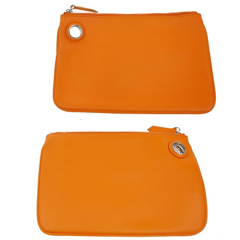 Fendi Clutch Bag Triplet Pouch Studded Black Pink Orange 35ka614