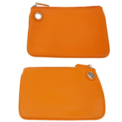 Fendi Clutch Bag Triplet Pouch Studded Black Pink Orange 35ka614