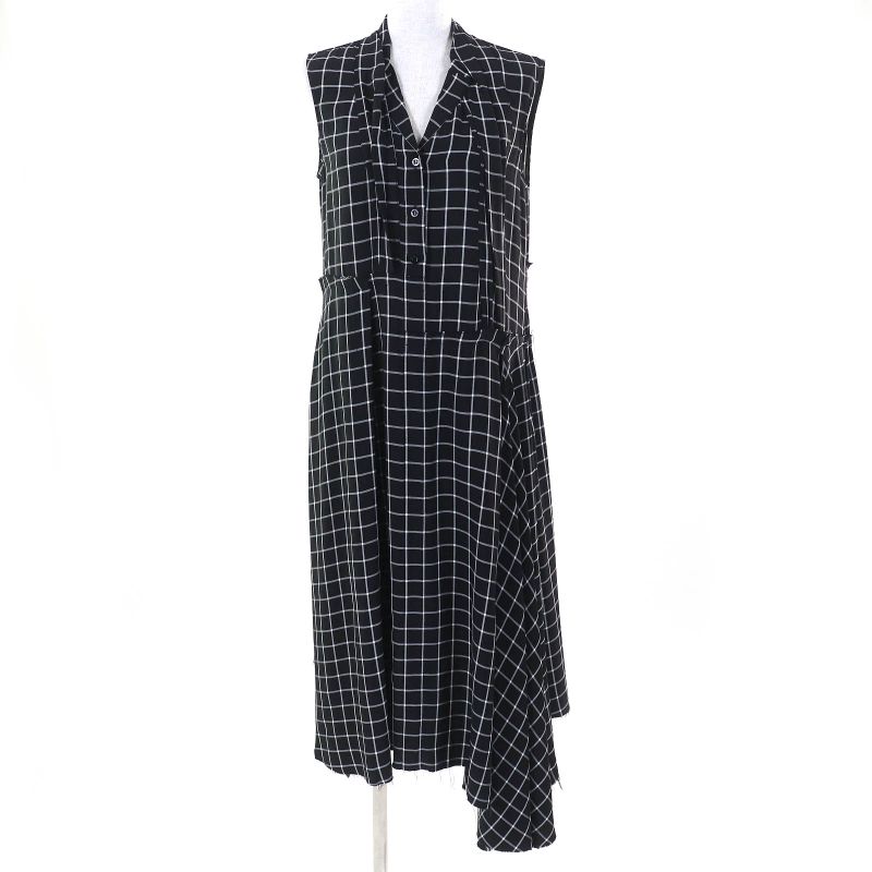 Balenciaga 556247 Checked Asymmetrical Cutoff Oversized Vest Sleeveless Dress