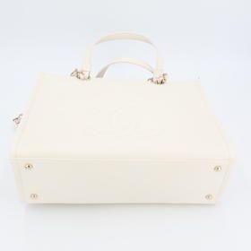 Chanel Small Zip Shop 2WAY White As3129 Ladies Tote Bag