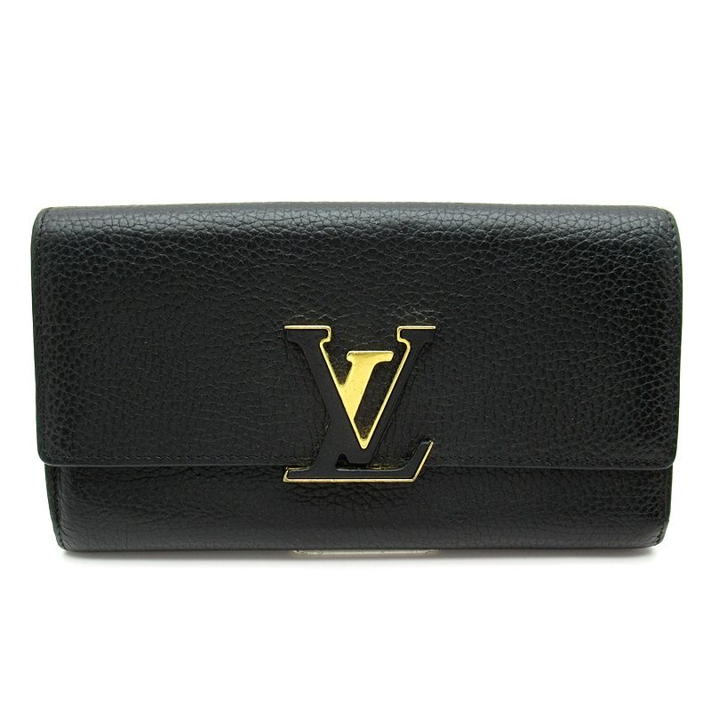Louis Vuitton Portefeuille Capucines M61248 Taurillon Leather Women Noir Black