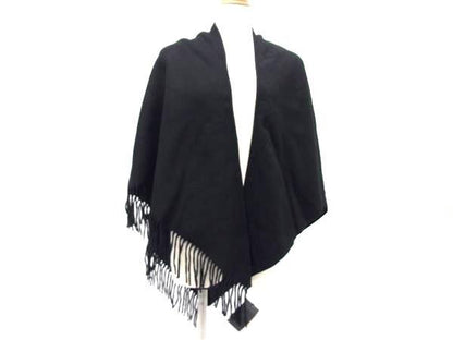 Fendi Carligraphy Cashmere And Wool Stole Shawl Winter Warmer Poncho Black