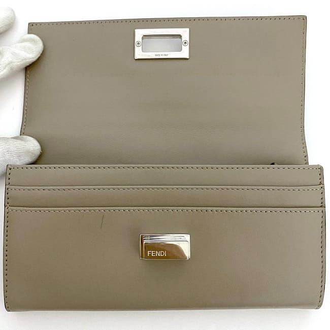 Fendi Foldable Long Wallet Gray Peekaboo 8m0377