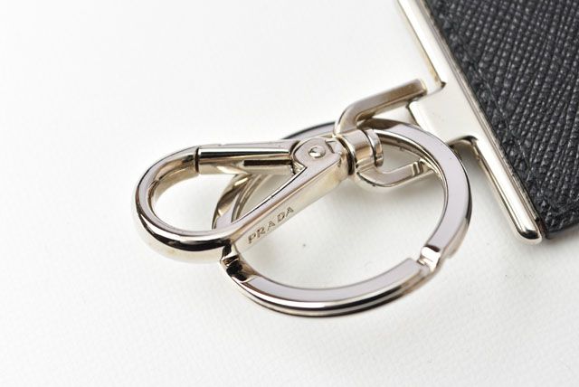 Unused Prada Key Ring Key Holder Logo Patchwork Black Multi