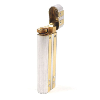 Cartier Santos Oval Hairline Roller Gas Lighter Silver Gold Swiss Made Men's