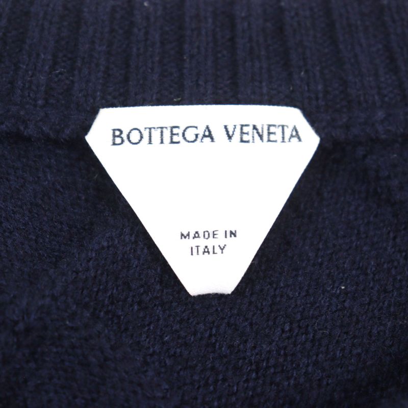 Bottega Veneta 751972 Wool Intrecciato Crew Neck Ribbed Sweater Knit Navy M