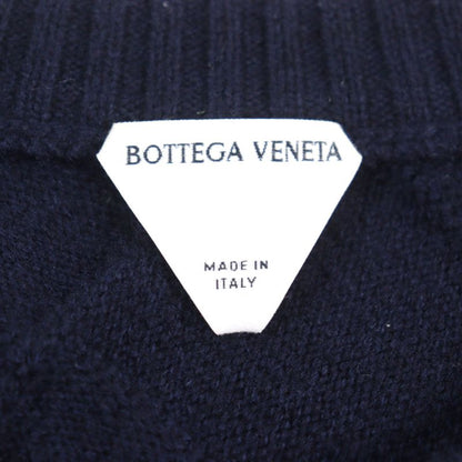 Bottega Veneta 751972 Wool Intrecciato Crew Neck Ribbed Sweater Knit Navy M