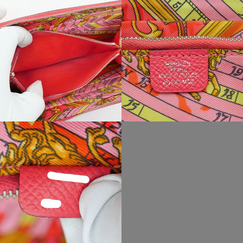 Hermes Azap Long Silk-in Vo-epson Pink Silver-hardware A Engraved Long