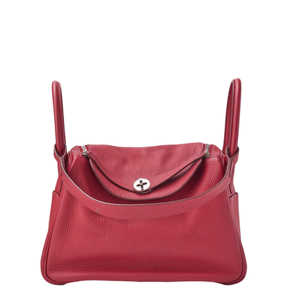 Hermes Lindy 30 2way Shoulder Bag Taurillon Clemence Rouge Casaque (silver