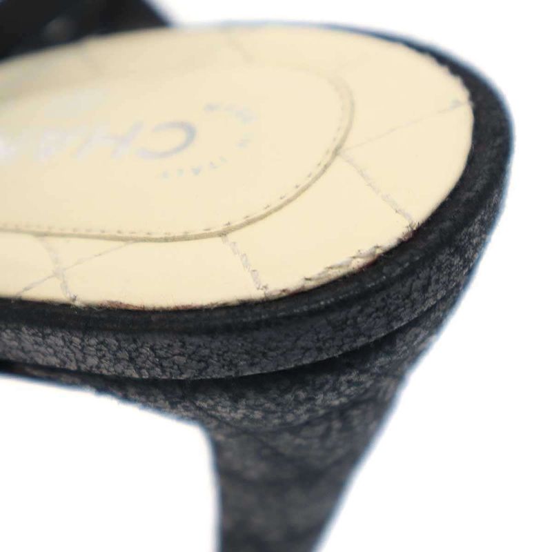 Chanel Multi-Strap Matelasse Pearl Sandals Black 37 1 2c