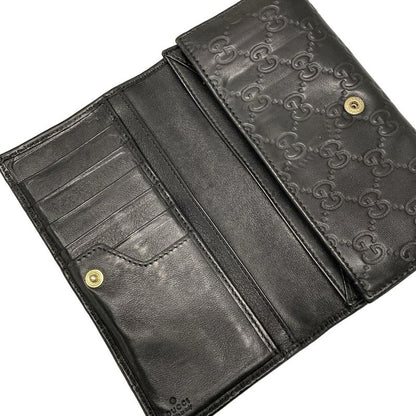 Gucci Long Wallet Stripe Line Metal Bar 244946 Black Leather