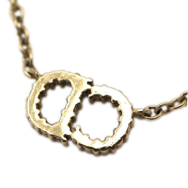 Christian DIOR Cles Di Lune Necklace CD Logo Rhinestone Accessory Ladies With