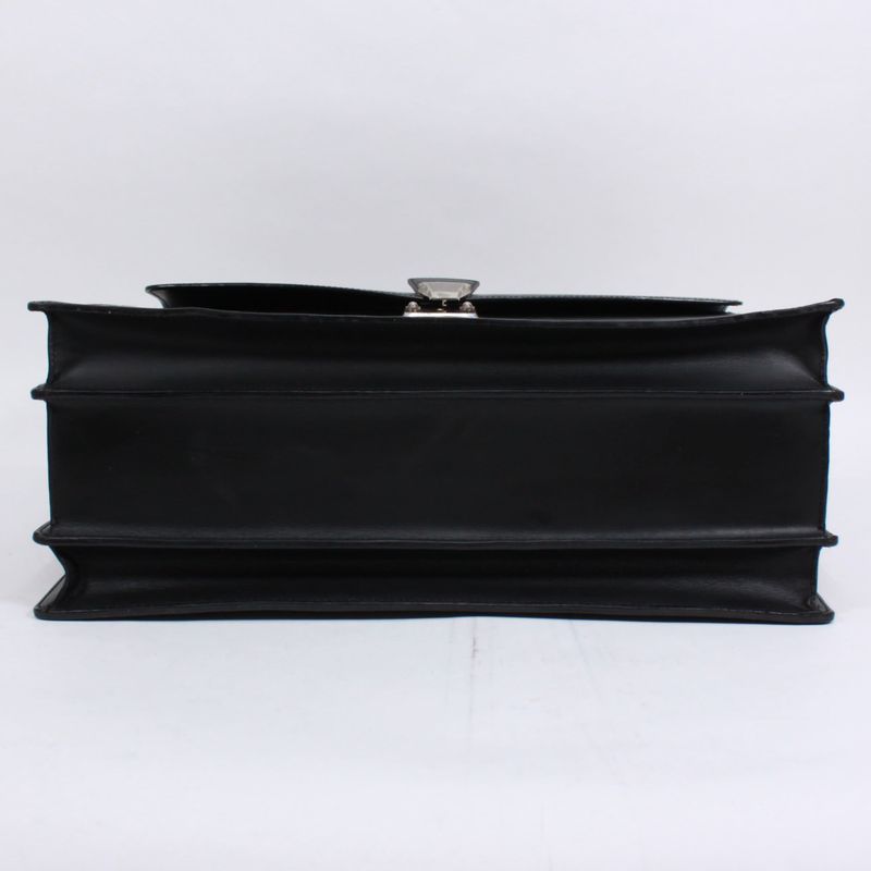 Cartier Doctor's Bag Leather Black Handbag Silver