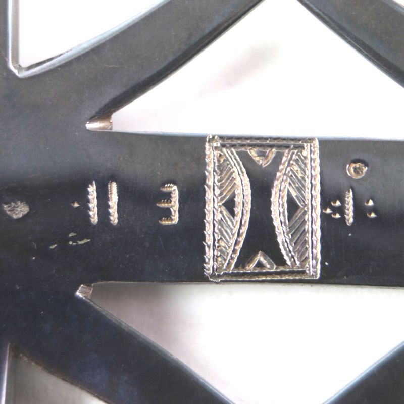 Hermes Touareg Hand Engraved Design Chrome Color Leather Use Belt Buckle Sv925