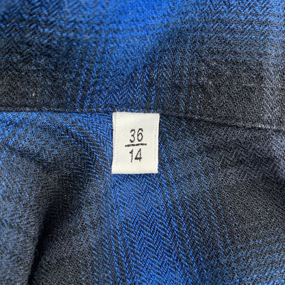 Saint Laurent Paris | Ombre Check Open Collar Short Sleeve Shirt | 36 14 | Blue