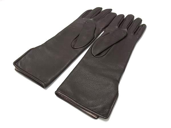 Hermes Leather Gloves Winter Gear Women's Brown Fs4768