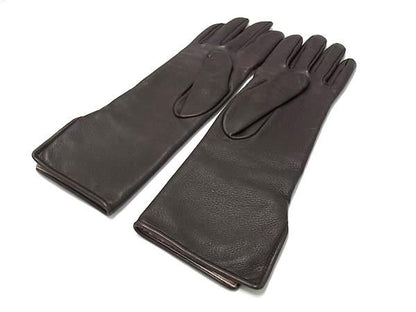 Hermes Leather Gloves Winter Gear Women's Brown Fs4768