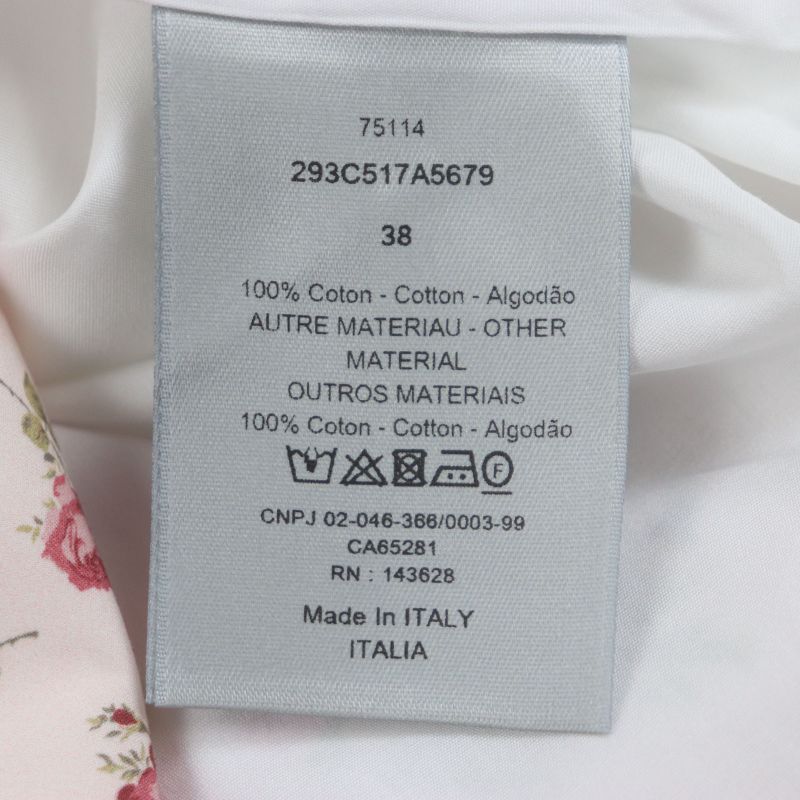  DIOR Homme 293c517a5679 100% Cotton Floral Print Short Sleeve Pink 38 Made In