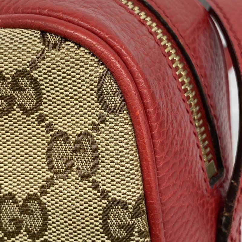 Gucci Shoulder Bag GG Canvas 449413 Canvas Brown Red Chien Pan Gold Hardware