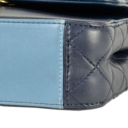 Chanel Matelasse Flap Chain Shoulder Bag Lambskin Blue Gold Hardware