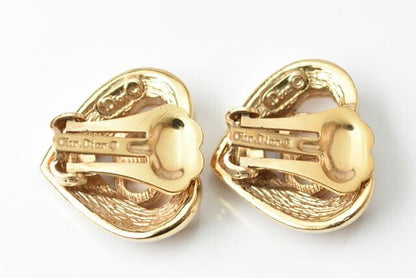 Christian Dior Earrings Christian Dior Vintage Heart Motif Rhinestone Gold