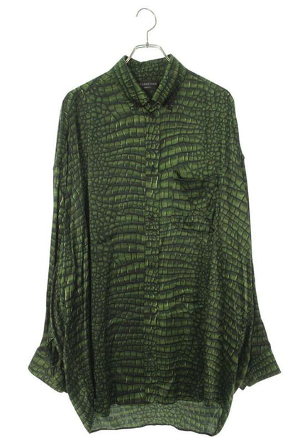 Balenciaga 814121 Trlc7 Animal Print Silk Long Sleeve Shirt Men's XL
