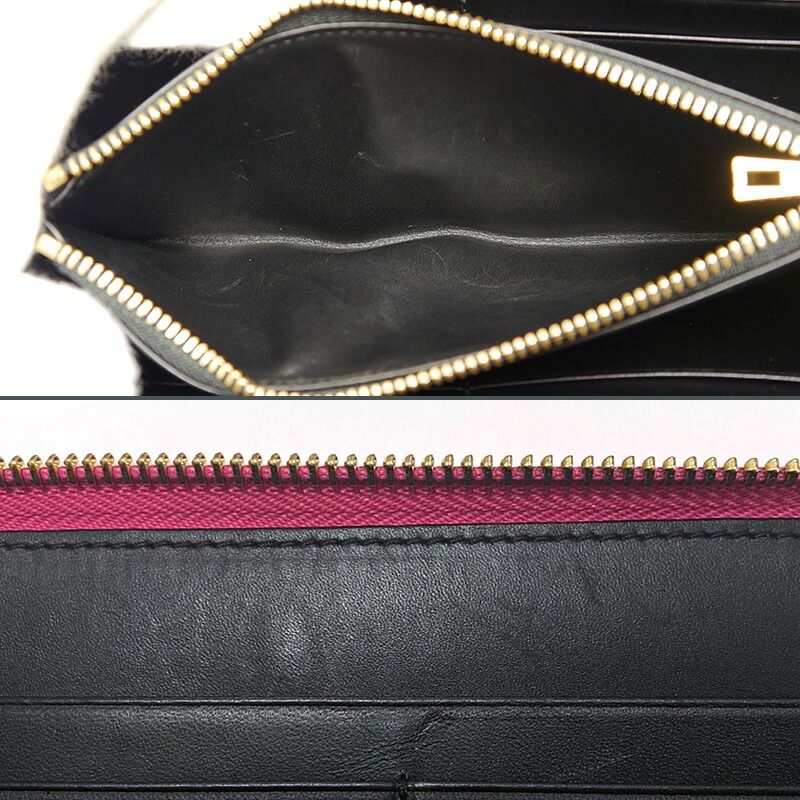 Loewe Round Zip Long Wallet 107n55 Anagram Pattern Leather Pink And Gold