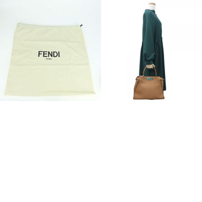 Fendi Handbag Peekaboo 8bn290 Selleria Leather Brown Silver Hardware 2WAY
