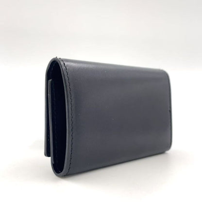 Gucci G Logo Leather Black Key Case Silver 0330416