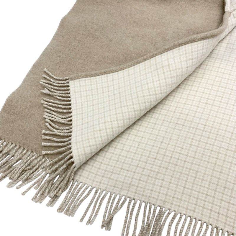 Fendi Outer Wool Beige Logo Check Reversible Hood Cape Poncho
