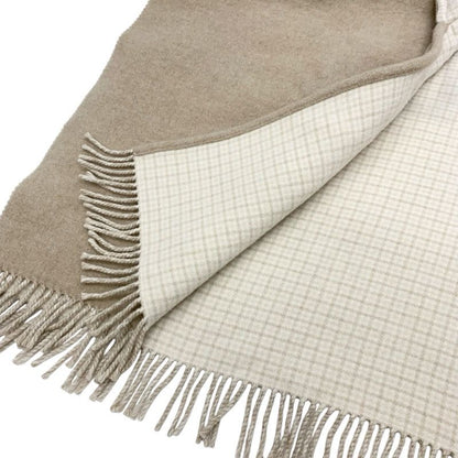 Fendi Outer Wool Beige Logo Check Reversible Hood Cape Poncho