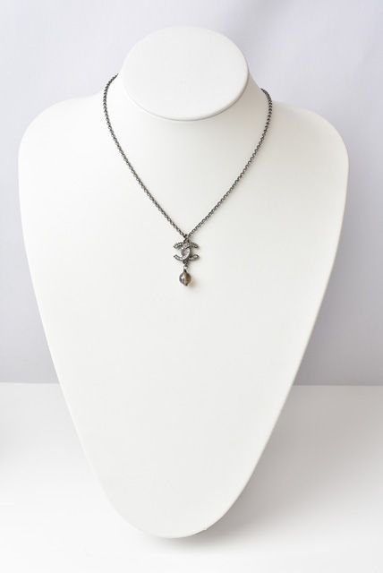 Chanel Necklace Pendant Coco Mark Rose Silver