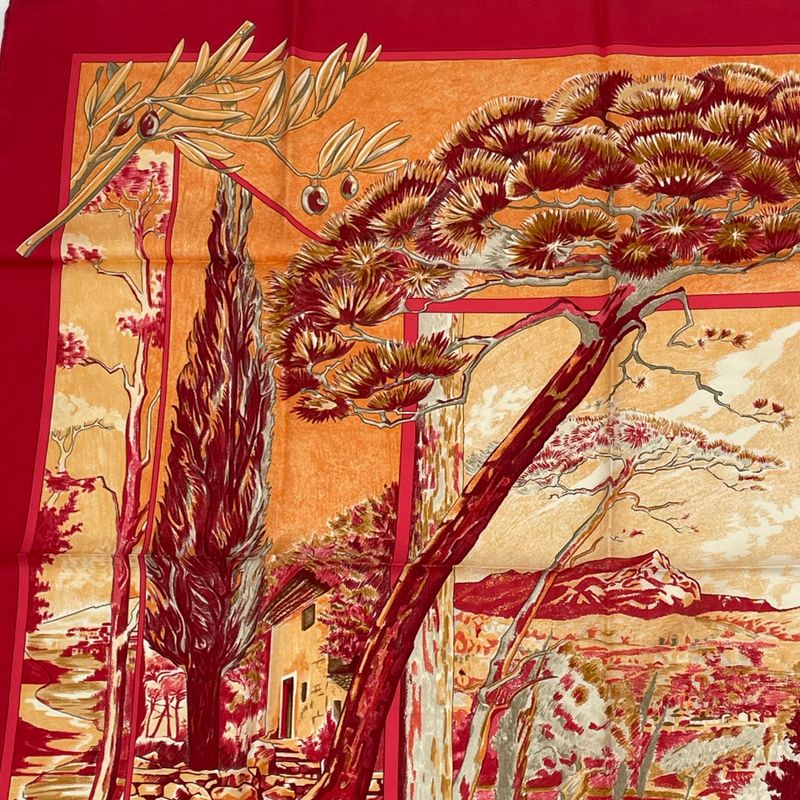 Hermes Promenade Au Pays De Cezanne Country Of Cezanne Carre 90 Silk Scarf