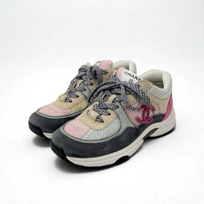 Chanel Sneakers Shoes Fabric Suede Multicolor Here Mark