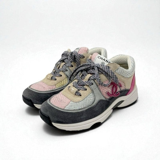 Chanel Sneakers Shoes Fabric Suede Multicolor Here Mark