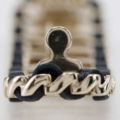 Chanel Logo Chain Barrette Leather X Gold Plated Black B20V Ladies Barrette