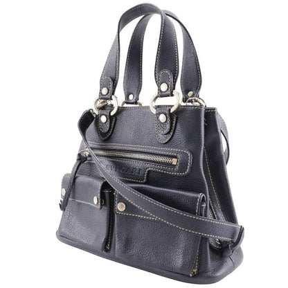 Bvlgari Bulgari Maxirettare 2WAY Shoulder Leather Black Women's Handbag