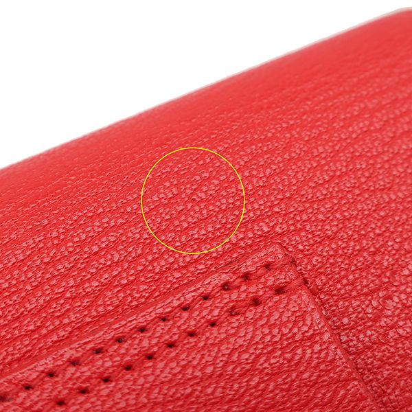 Hermes Bifold Wallet Lauris Luli Slim Chevre Rouge Coup Silver Hardware Red