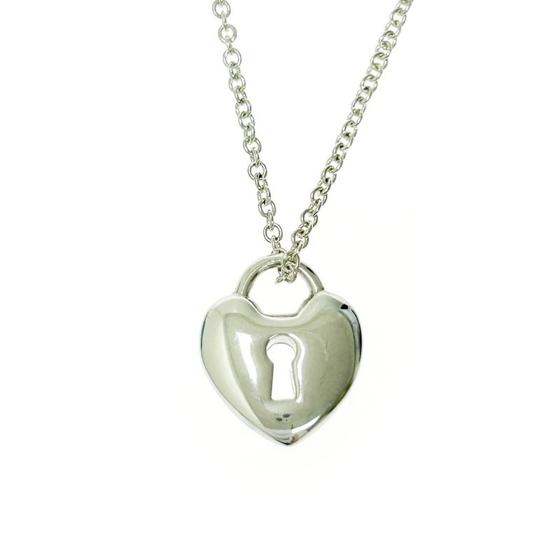 Tiffany & Co Silver Heart Lock Necklace 2.3g 925 Engraved 412032 Necklace