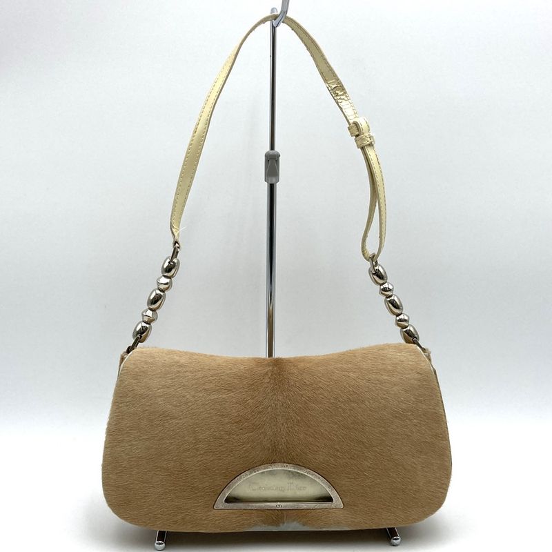 DIOR Handbag Beige Halaco/pvc Maris Pearl Women Men Fashion